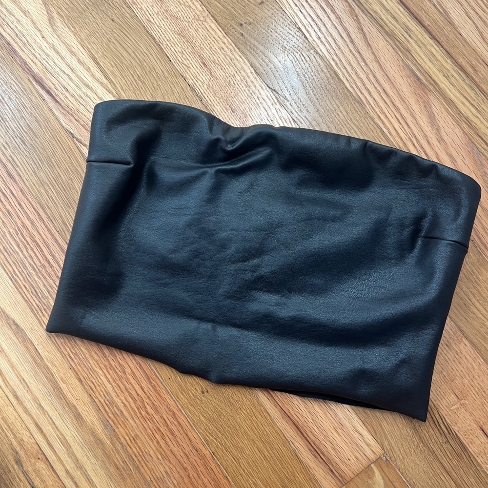 Skims Faux Leather Tube Top (removable straps not included)